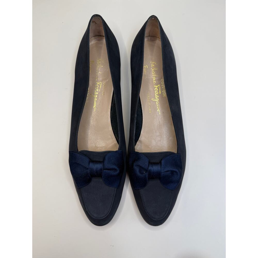 Salvatore Ferragamo Navy Bow Loafers